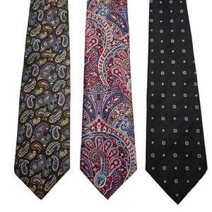 Austin Reed Pierre Cardin Mens Ties Silk Polyester Paisley Geometric Set of 3